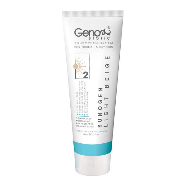 ضد آفتاب بژ روشن 2 پوست خشک SPF50 ژنوبایوتیک