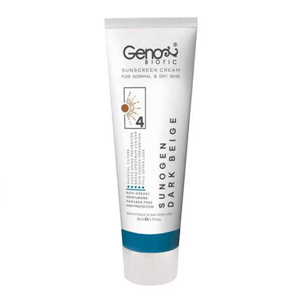 ضد آفتاب بژ تیره 4  SPF50پوست خشک و معمولی ژنوبایوتیک